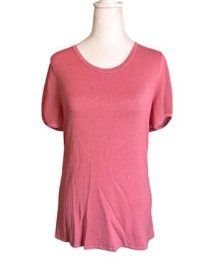 White House Black Market Short Sleeve Pink Sheer Women's Top Size Medium